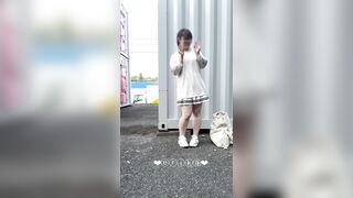 【19歳Gカップえりかの自撮り】☆彡 貸コンテナの陰で全裸になってディルドオナニー！！道路では車や人が沢山通ってて jav jvip