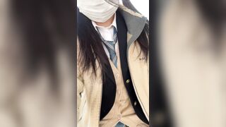 ミニスカ青チェ×ドエロタイツでぱんちら散歩♡お店の中でもお客さんがいる中でいっぱいぱんちらしちゃった jav jvip