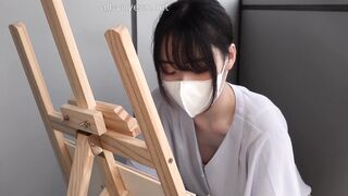 ［お絵描き教室胸チラ⑧］2名。気品ある漫画家志望JDさんの乳首を男性陣ガン見!!エロ乳若奥さん ipcam