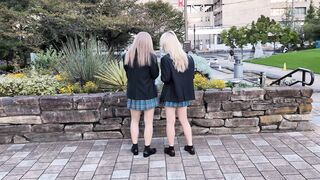 公園でTIKTO〇踊ってたカースト上位のギャル二人を鏡張りスタジオで踊ってもらい鏡越しにスカートの中を写撃 jav jvip