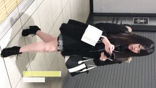 4K bomb316  黒髪パッツン生足ギャルのサテン薄ピンク P voyeur jp