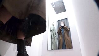 【秘め事OLの試着室】ニーハイ全裸で立ち振る舞うお姉さんがたまらない voyeur jp 1