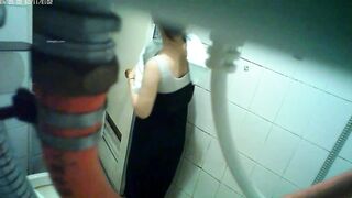 Young Women Taking the Shower toilet 4