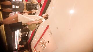 パンダチラリ005,  撮れ高バッチリ ♡理想的なえっちな顔と身体の女性♡, クロッチ部分多め♡お顔の可愛い女の子の水色サテンパンティー voyeur jp 1 (4)