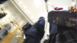 パンダチラリ005,  撮れ高バッチリ ♡理想的なえっちな顔と身体の女性♡, クロッチ部分多め♡お顔の可愛い女の子の水色サテンパンティー voyeur jp 1 (6)