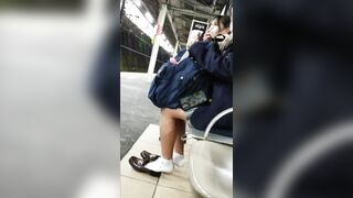 対面動画043, 【モロバレ】 正統派清楚美jkにバレながら白パンティゲット , 【制服JK！睡魔が襲う！7 】見つめていたい voyeur jp 2 (1)