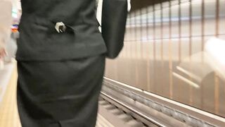 No.777 脚線美の見ごたえバッチリ ！スキニーデニムのスタイリッシュお姉さん , 美しすぎるエリートOLが朝からＴバックもろわかりのピタパン履 voyeur jp 1 (1)