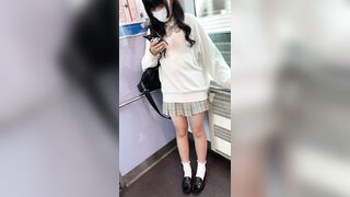 長編シリーズ562 S 級美人ギャルお姉さんの真上対面エロ過ぎる生脚美脚 , スレンダーな黒ストッキング美脚が美しい可愛いOLさん（前編）1, JK風制服 voyeur jp 3 (2)