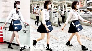 【12分】黒髪ポニテ少女のクソミニ極薄タイツ voyeur jp 1